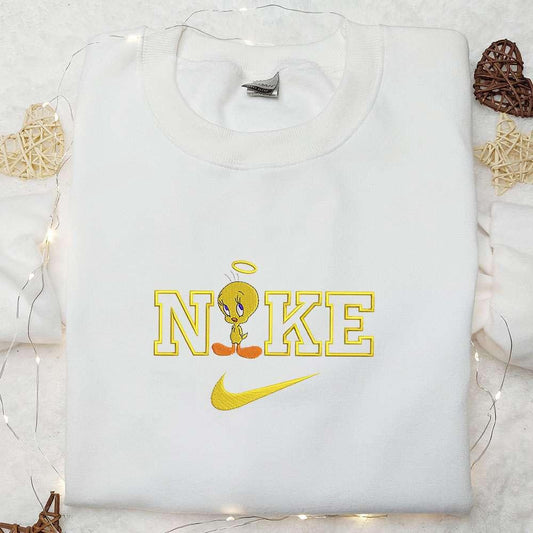 Tweety Bird x Nike Embroidered Shirt Disney Characters Embroidered Hoodie Best Gifts For Family