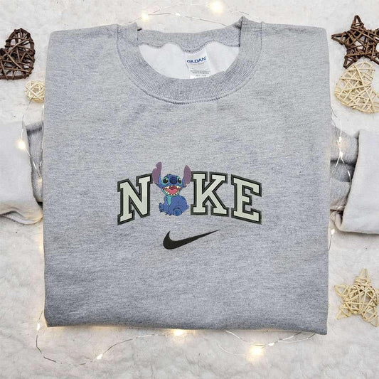 Stitch Shout x Nike Cartoon Embroidered Sweatshirt Disney Characters Embroidered Shirt Best Gift Ideas for Family
