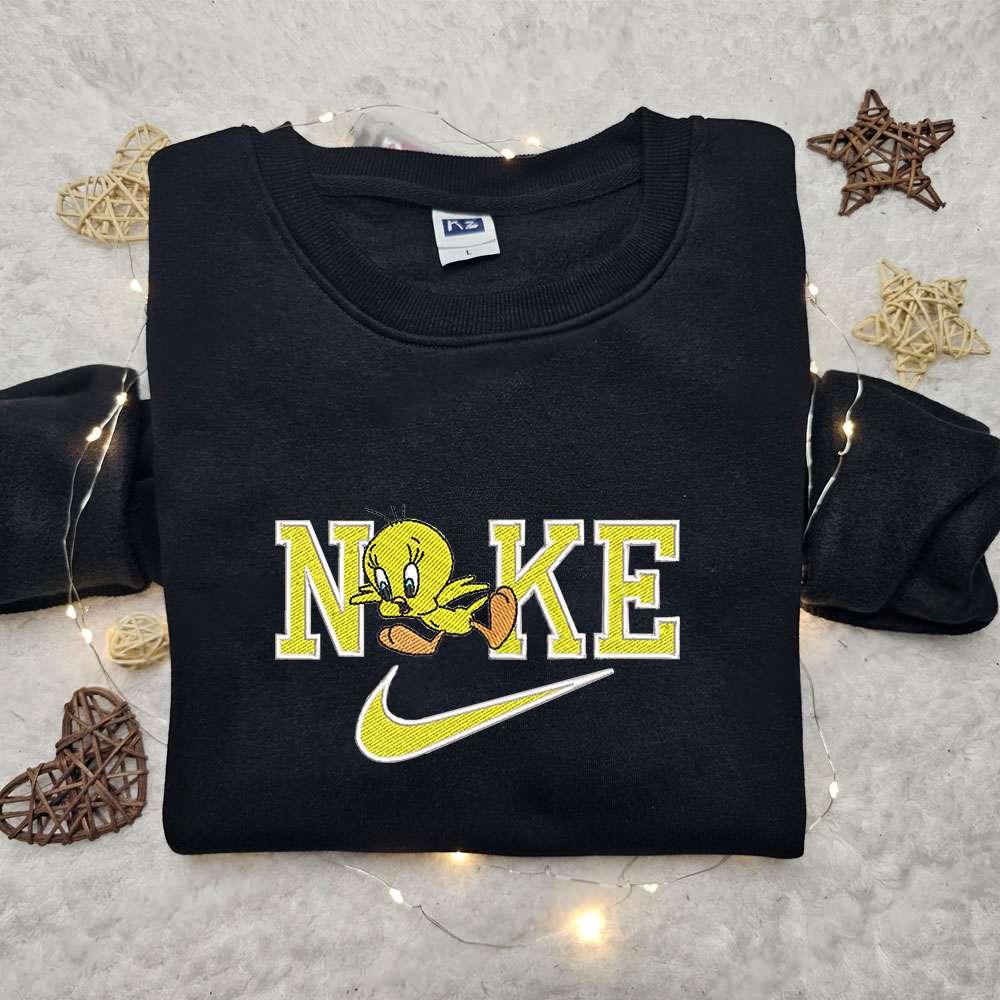 Tweety x Nike Cartoon Embroidered Hoodie Walt Disney Characters Embroidered Shirt Best Birthday Gift Ideas for Family