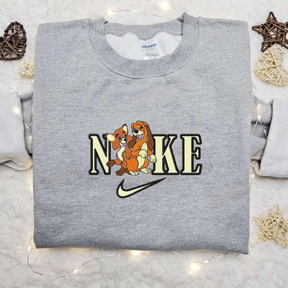 Tod and Copper x Nike Cartoon Embroidered Shirt The Fox and the Hound Embroidered Shirt Nike Inspired Embroidered Shirt