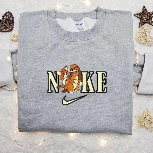 Tod and Copper x Nike Cartoon Embroidered Shirt The Fox and the Hound Embroidered Shirt Nike Inspired Embroidered Shirt