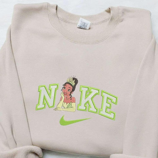 Tiana x Nike Cartoon Embroidered Shirt Disney Characters Embroidered Shirt Custom Nike Embroidered T shirt