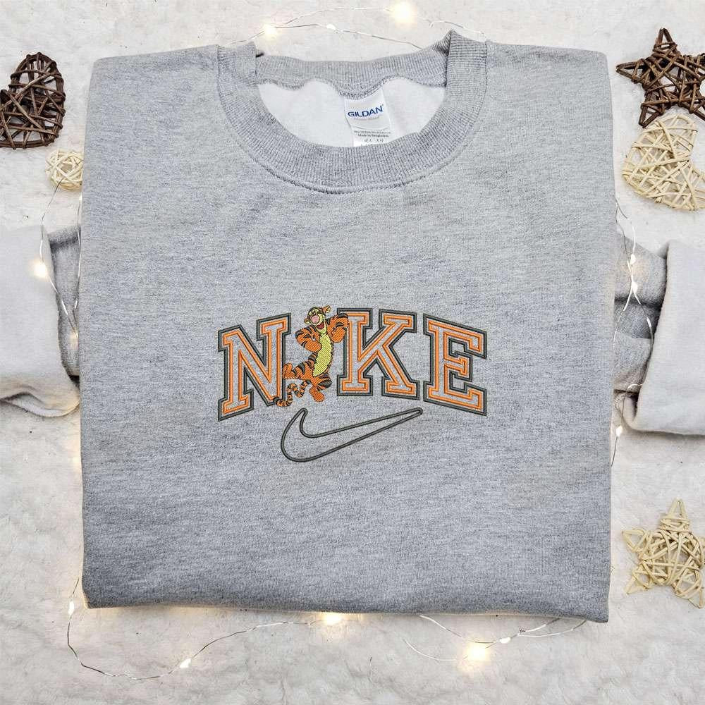 Tigger x Nike Cartoon Embroidered Sweatshirt Disney Characters Embroidered Shirt Best Gift Ideas for Family