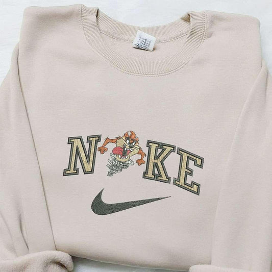 Tasmanian Devil x Nike Cartoon Embroidered Shirt Disney Characters Embroidered Shirt Custom Nike Embroidered T shirt