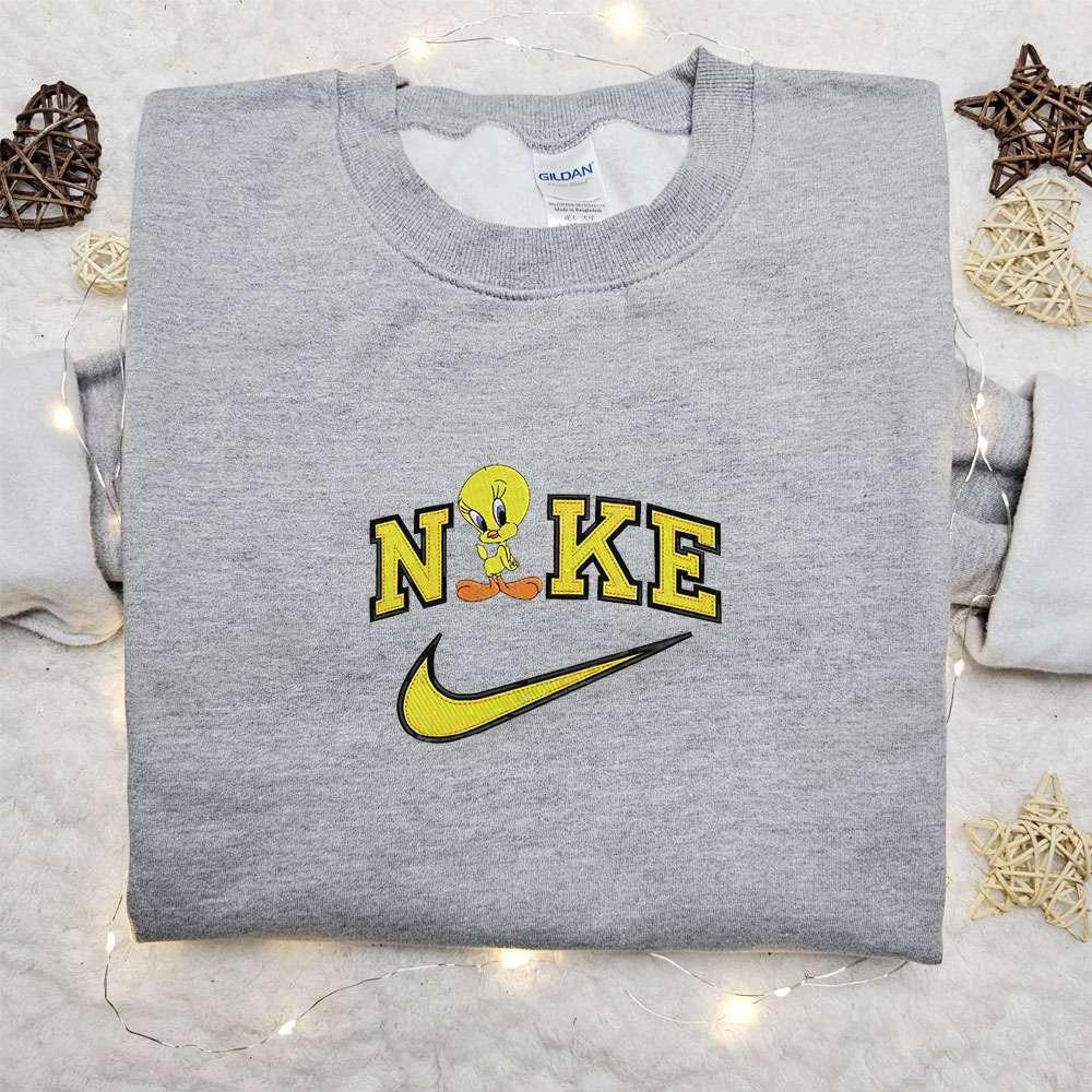 Tweety x Nike Cartoon Embroidered Sweatshirt Disney Characters Embroidered Shirt Best Gift Ideas for Family