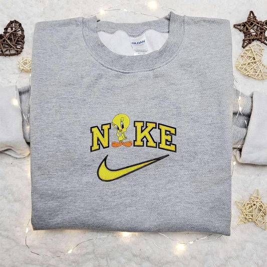 Tweety x Nike Cartoon Embroidered Sweatshirt Disney Characters Embroidered Shirt Best Gift Ideas for Family