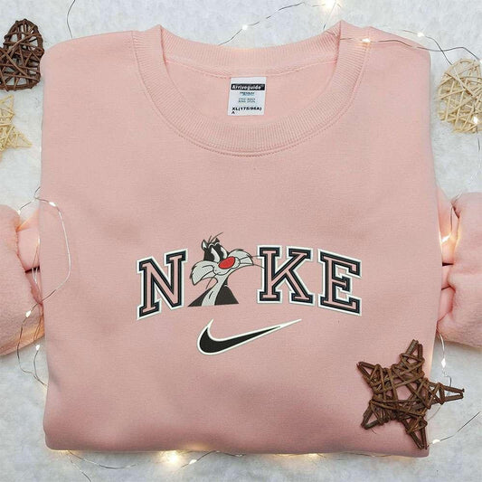 Sylvester x Nike Embroidered Sweatshirt Sylvester and Tweety Disney Embroidered Shirt Nike Inspired Embroidered Shirt