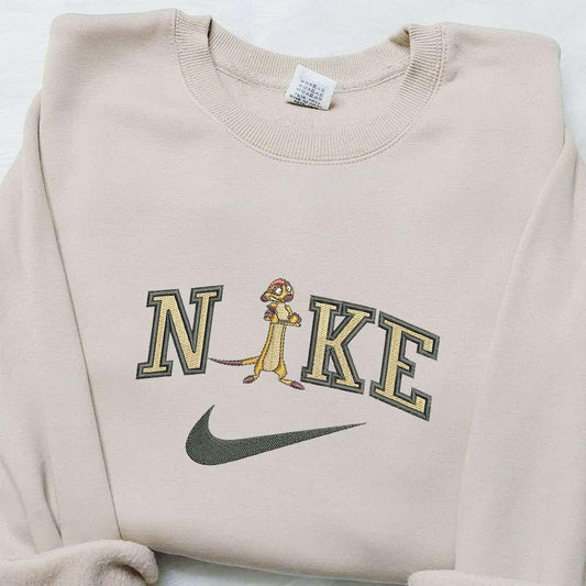 Timon x Nike Cartoon Embroidered Sweatshirt Disney Characters Embroidered Hoodie Best Birthday Gift Ideas