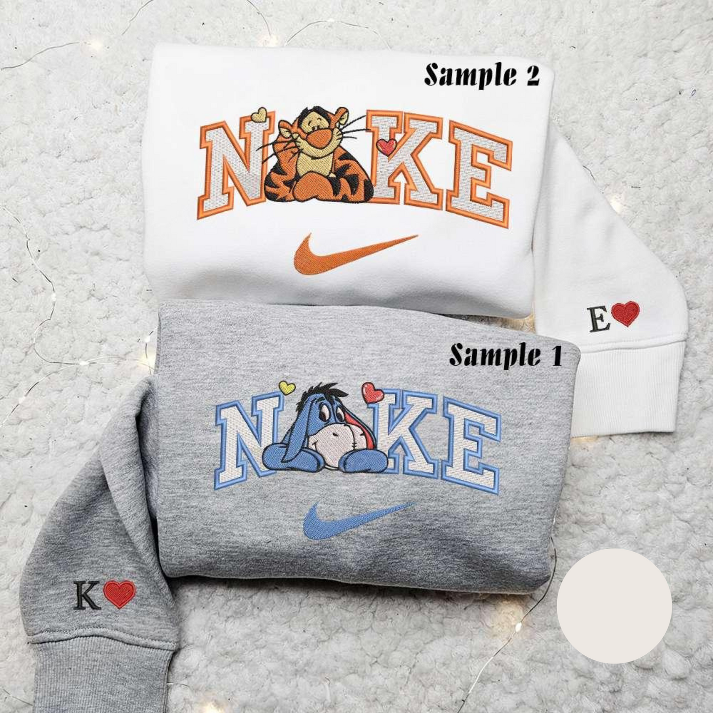 Tigger And Eeyore x Nike Embroidered Couple Shirt Disney Characters Embroidered Shirt Nike Inspired Embroidered Hoodie