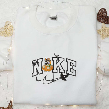 Bingo Pumpkin x Nike Embroidered Shirt Bluey Cartoon Embroidered Hoodie Halloween Embroidered Sweatshirt