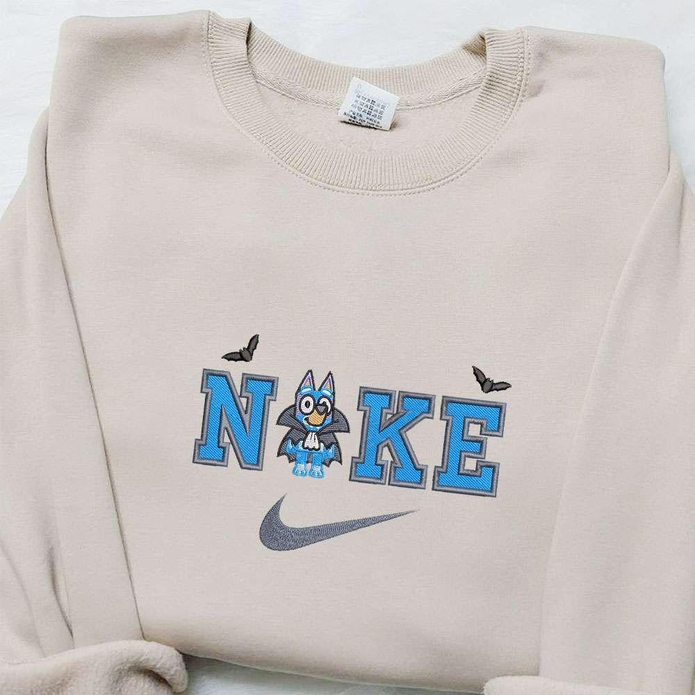 Bingo Dracula x Nike Embroidered Shirt Bluey Cartoon Embroidered Hoodie Halloween Embroidered Sweatshirt