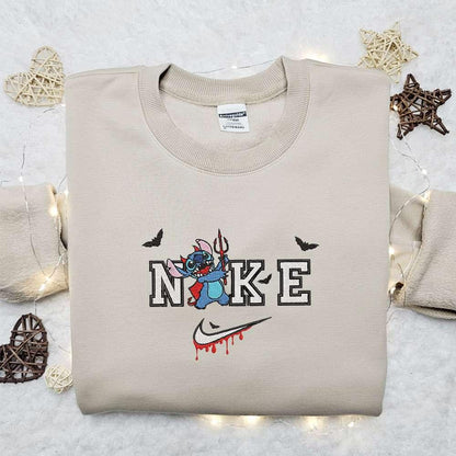 Stitch Devil x Nike Embroidered Hoodie Nike Inspired Embroidered Shirt Best Halloween Gift Ideas