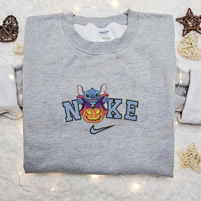 Stitch Dracula Halloween x Nike Embroidered Sweatshirt Walt Disney Characters Embroidered Shirt Best Halloween Gift Ideas