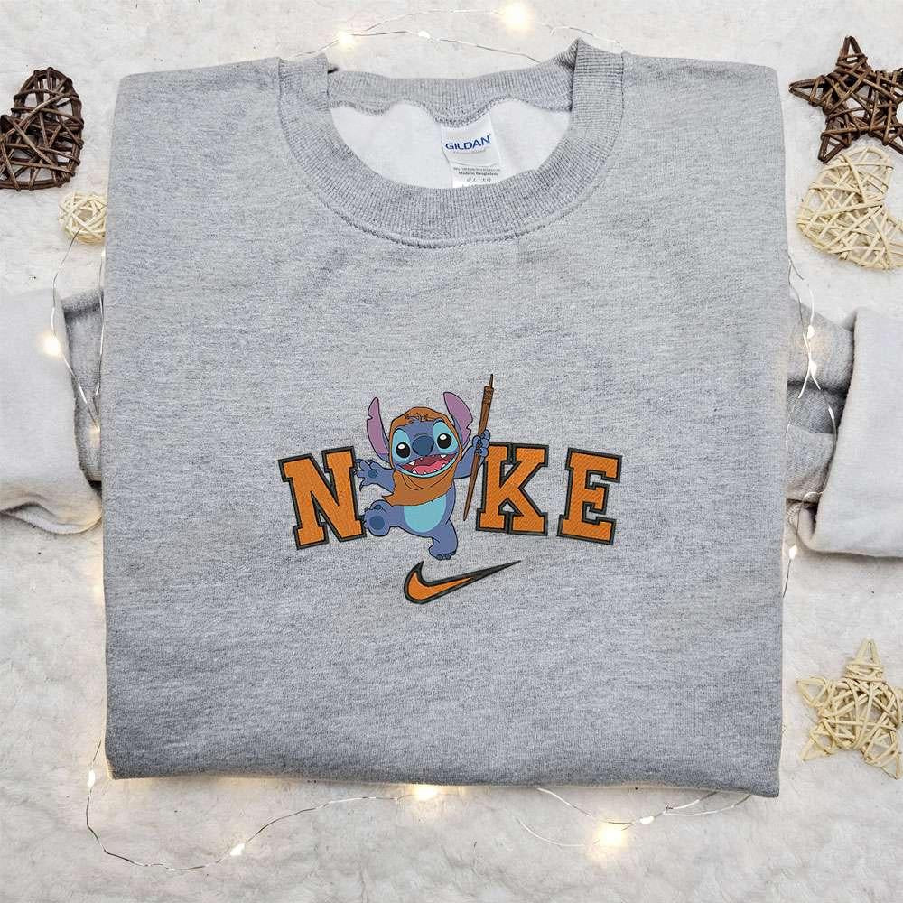 Stitch Halloween x Nike Embroidered Sweatshirt Walt Disney Characters Embroidered Shirt Best Halloween Gift Ideas