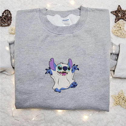 Stitch Cute Ghost Embroidered Shirt Disney Characters Embroidered Hoodie Best Halloween Gift Ideas