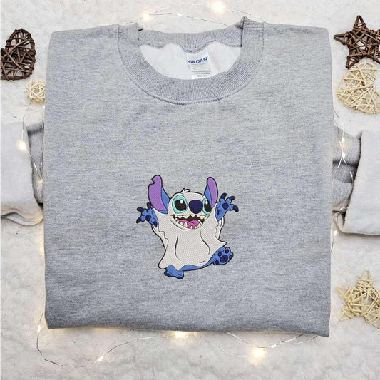 Stitch Cute Ghost Embroidered Shirt Disney Characters Embroidered Hoodie Best Halloween Gift Ideas