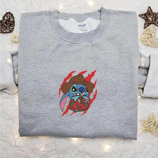 Stitch Freddy Kruger Embroidered Shirt Disney Characters Embroidered Hoodie Best Halloween Gift Ideas