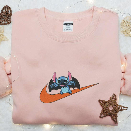 Stitch Bat x Swoosh Embroidered Sweatshirt Lilo and Stitch Disney Embroidered Shirt The Best Halloween Gift