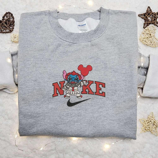 Stitch Pennywise Halloween x Nike Embroidered Sweatshirt Horror Movie Halloween Embroidered Shirt Best Halloween Gift Ideas