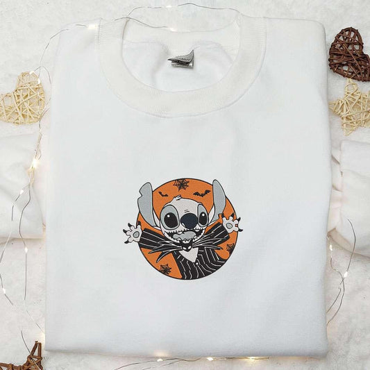 Stitch Jack Skellington Embroidered Shirt The Nightmare Before Christmas Embroidered Hoodie Best Halloween Gift Ideas