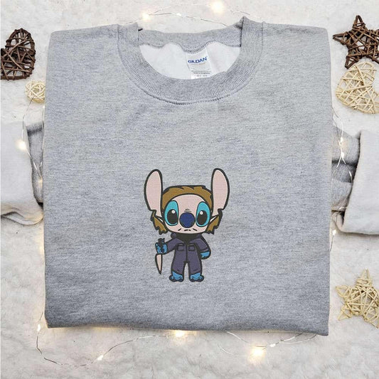 Stitch Michael Myers Embroidered Shirt Disney Characters Embroidered Hoodie Best Halloween Gift Ideas