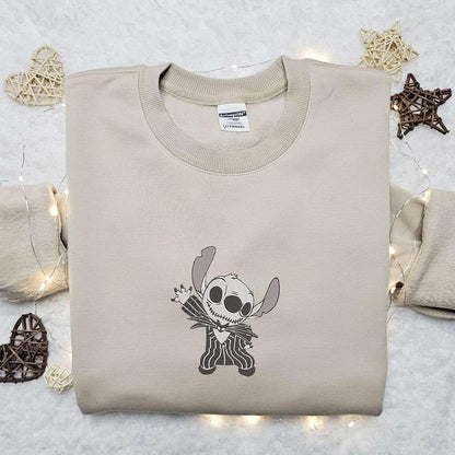 Stitch Jack Skellington Embroidered Shirt The Nightmare Before Christmas Embroidered Hoodie Best Halloween Gift Ideas