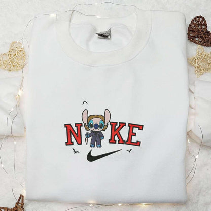 Stitch Michael Myers x Nike Embroidered T shirt Nike Inspired Embroidered Hoodie Adorable Halloween Embroidered Sweatshirt
