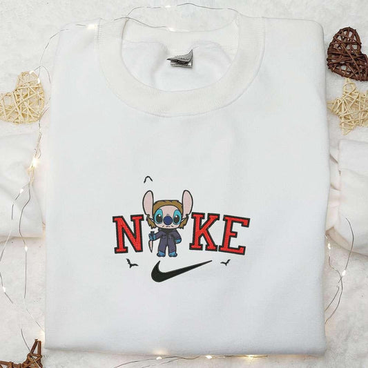 Stitch Michael Myers x Nike Embroidered T shirt Nike Inspired Embroidered Hoodie Adorable Halloween Embroidered Sweatshirt