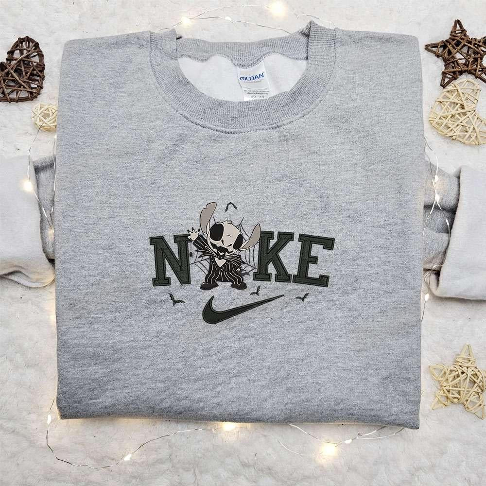Stitch Jack Halloween x Nike Embroidered Sweatshirt Horror Movie Halloween Embroidered Shirt Best Halloween Gift Ideas
