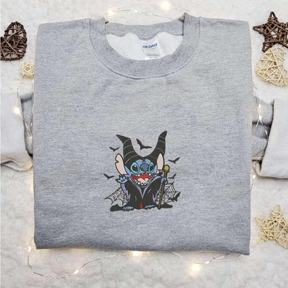 Stitch Maleficent Embroidered Sweatshirt Disney Characters Embroidered Hoodie Best Halloween Gift Ideas