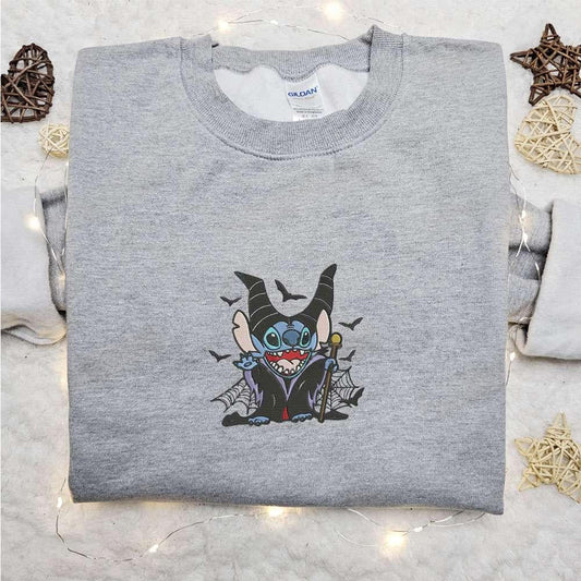 Stitch Maleficent Embroidered Sweatshirt Disney Characters Embroidered Hoodie Best Halloween Gift Ideas