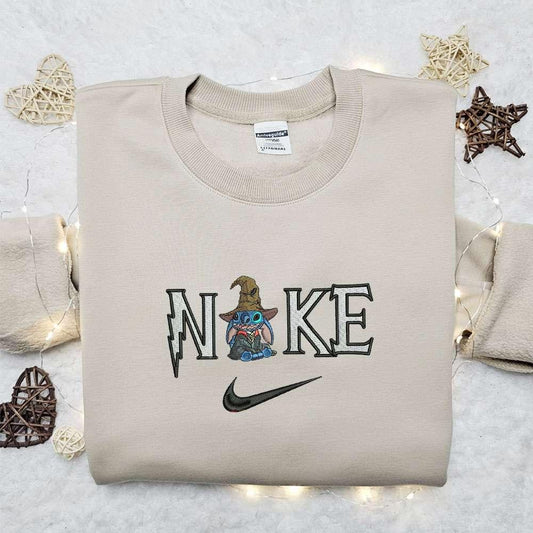 Stitch Wizard x Nike Embroidered Hoodie Nike Inspired Embroidered Shirt Best Halloween Gift Ideas