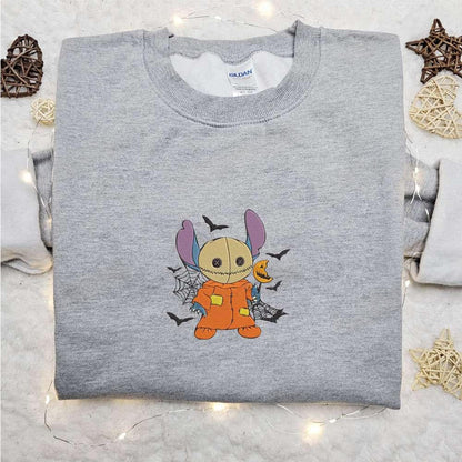 Stitch Sam Trick Or Treat Embroidered Shirt Disney Characters Embroidered Hoodie Best Halloween Gift Ideas