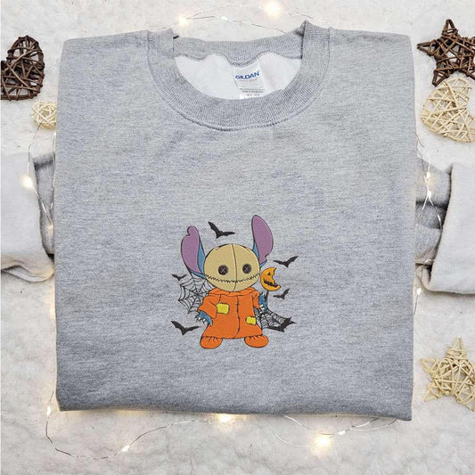 Stitch Sam Trick Or Treat Embroidered Shirt Disney Characters Embroidered Hoodie Best Halloween Gift Ideas