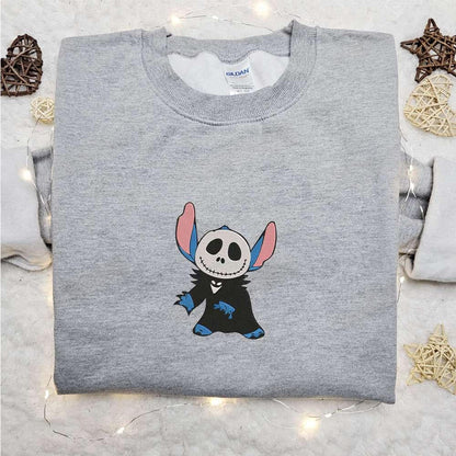 Stitch Jack Skellington Embroidered Shirt The Nightmare Before Christmas Embroidered Hoodie Best Halloween Gift Ideas