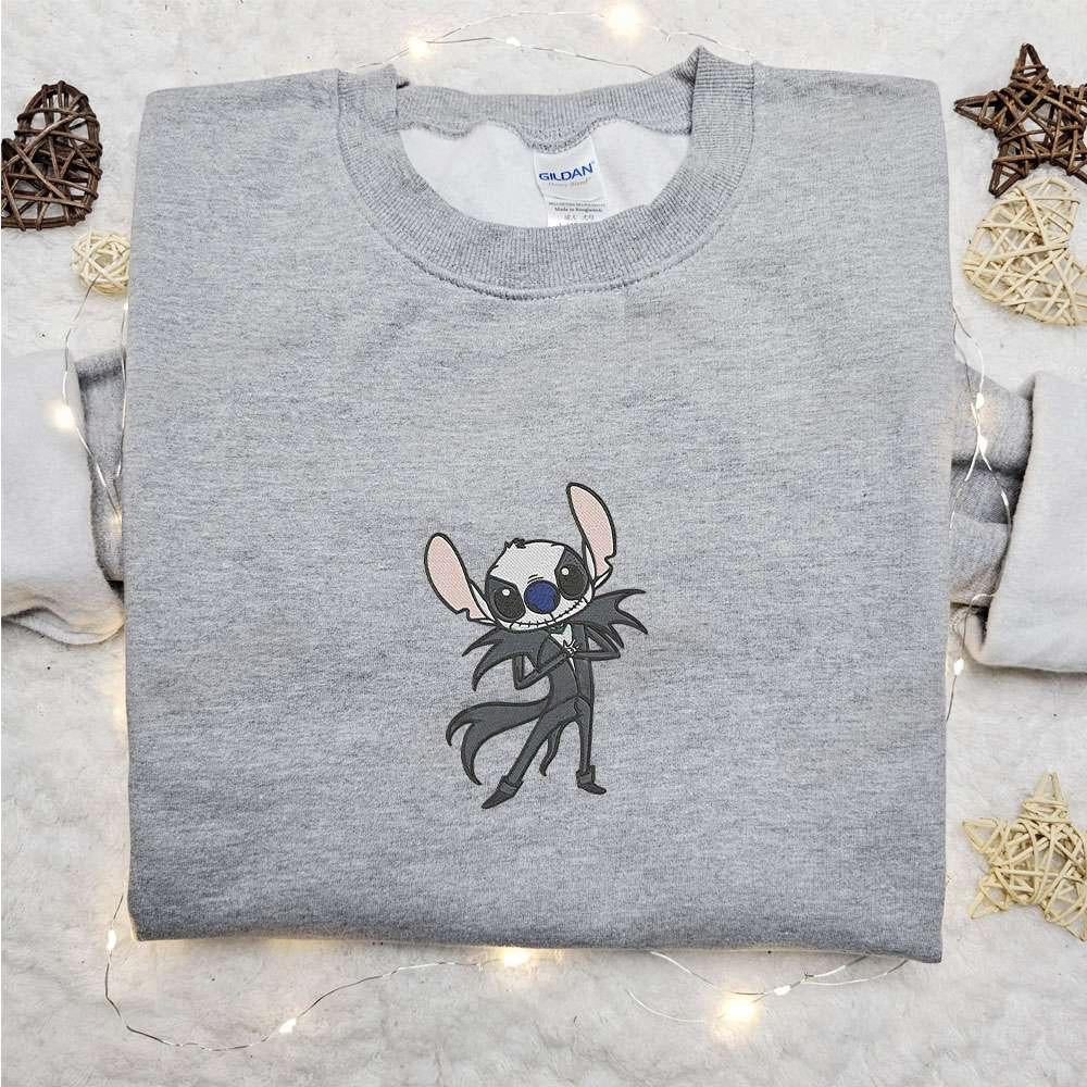 Stitch Jack Skellington Embroidered Shirt Disney Characters Embroidered Hoodie Best Halloween Gift Ideas