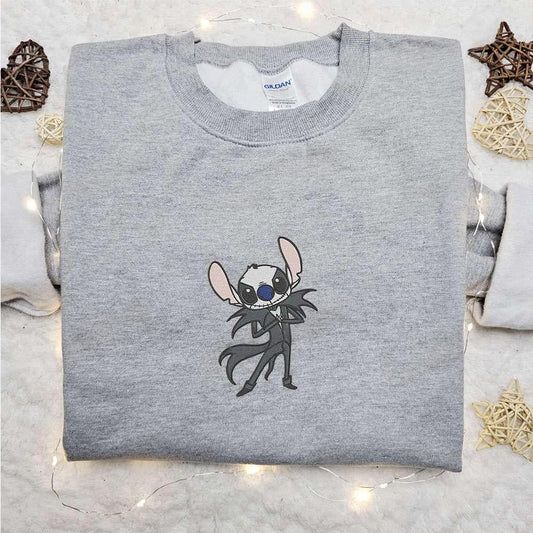 Stitch Jack Skellington Embroidered Shirt Disney Characters Embroidered Hoodie Best Halloween Gift Ideas
