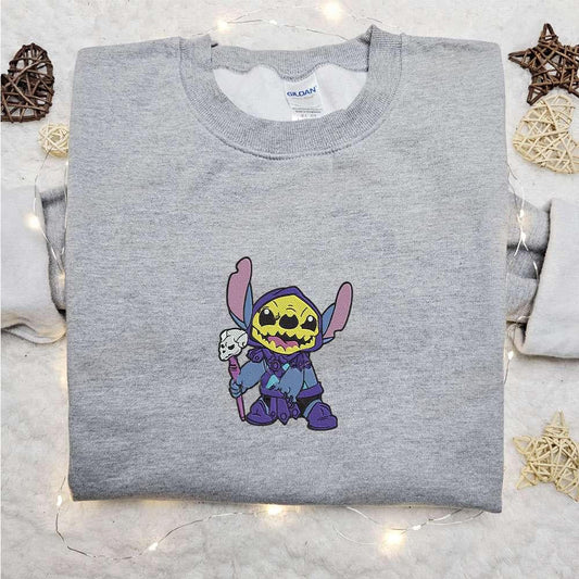Stitch Skeletor Embroidered Shirt Disney Characters Embroidered Hoodie Best Halloween Gift Ideas