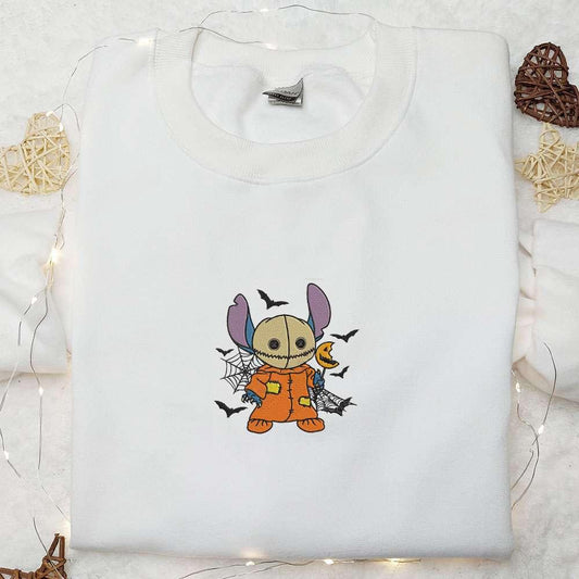 Stitch Sam Trick Or Treat Embroidered Shirt Disney Characters Embroidered Hoodie Best Halloween Gift Ideas