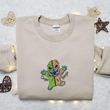 Stitch Oogie Boogie Embroidered Shirt Disney Characters Embroidered Hoodie Best Halloween Gift Ideas