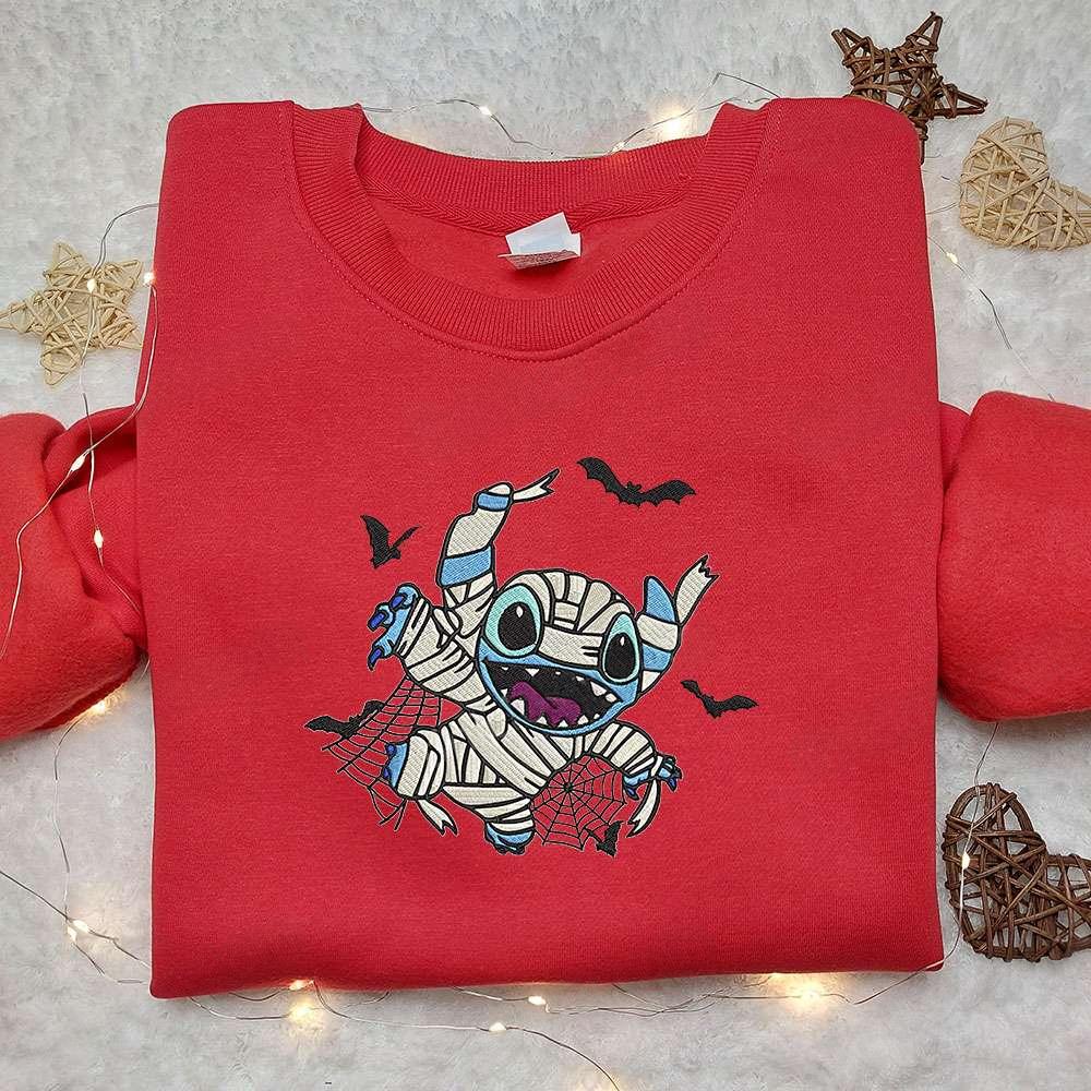 Stitch Scary Mummy Embroidered Shirt Disney Characters Embroidered Hoodie Best Halloween Gift Ideas