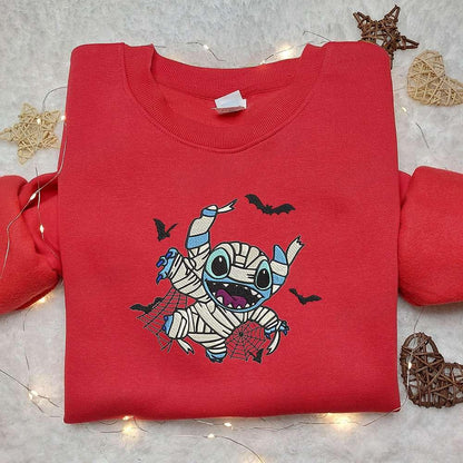 Stitch Scary Mummy Embroidered Shirt Disney Characters Embroidered Hoodie Best Halloween Gift Ideas