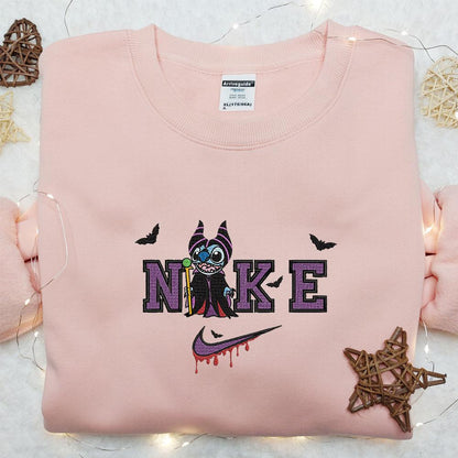 Stitch Maleficent x Nike Embroidered Hoodie Nike Inspired Embroidered Shirt Best Halloween Gift Ideas