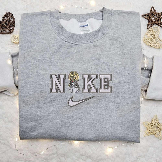 Tiffany Chucky Bride x Nike Embroidered Shirt Horror Movie Embroidered Hoodie Halloween Embroidered Sweatshirt