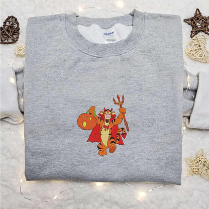 Tigger Devil Embroidered Shirt Disney Characters Embroidered Hoodie Best Halloween Gift Ideas