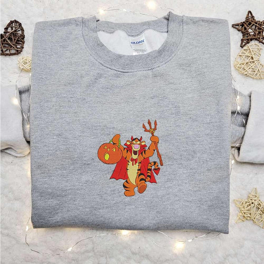 Tigger Devil Embroidered Shirt Disney Characters Embroidered Hoodie Best Halloween Gift Ideas