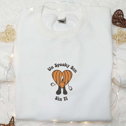 Un Spooky Szn Bad Bunny Pumpkin Embroidered Sweatshirt Halloween Embroidered Hoodie Best Gifts for Family