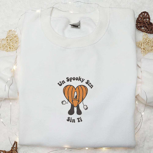 Un Spooky Szn Bad Bunny Pumpkin Embroidered Sweatshirt Halloween Embroidered Hoodie Best Gifts for Family