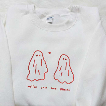 Two Ghosts Embroidered Hoodie Cute Halloween Embroidered T shirt Best Gift Ideas For Family