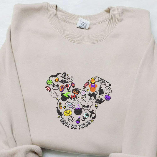 Trick Or Treat Mickey Disney Elements Embroidered Shirt Disney Characters Embroidered Hoodie Best Halloween